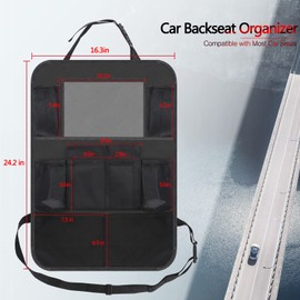 FYY Car Organizer Backseat 2 Pack - Back Seat Organizer For Kids Backseat Car Organizer With Tablet Holder, Black Car Backseat Organizers For Kids Kick Mat Hanging Car Organizer For Toys Bottle Books