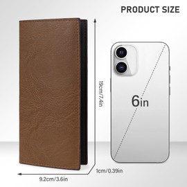 AfitLulu Long Mens Wallets Retro and Ultrathin Credit Card Holder Wallet for Suit Pocket, Multi Card Slot Men's Wallets Faux Leather Men Slim Wallet with 7 Card Slots and ID Window (Brown)