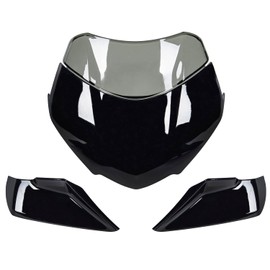 Motorcycle Front Headlight Fairing Cowl with Dark Smoke Windshield Deflector Windscreen Visor Compatible with Speed Triple 1200 RS 2021 2022 2023 2024, Glossy Black