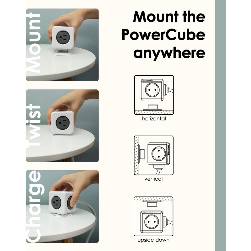 Allocacoc, PowerCube |Extended|, 5 outlets, 5 feet cable, Mounting dock,