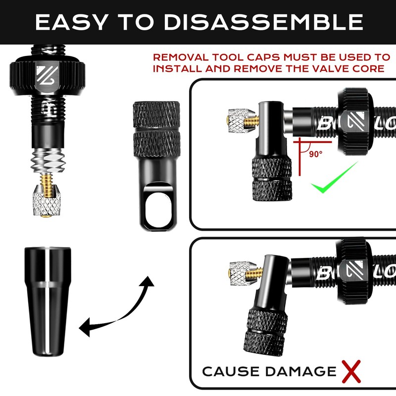 BUCKLOS Tubeless Presta Valve Stem Kit, Black, Aluminum, Universal Fit,