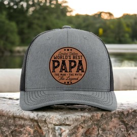 Worlds Best Papa Hat - Papa Gifts From Grandkids Grandchildren - Papa Christmas Birthday Gifts - Pregnancy Announcement For Grandparents - Best Papa Gifts - Grandpa Hat - Richardson 112 Trucker Hat