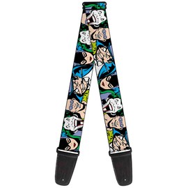 Buckle-Down Guitar Strap - Justice League Villains CLOSE-UP - 2" Wide - 29-54" Length