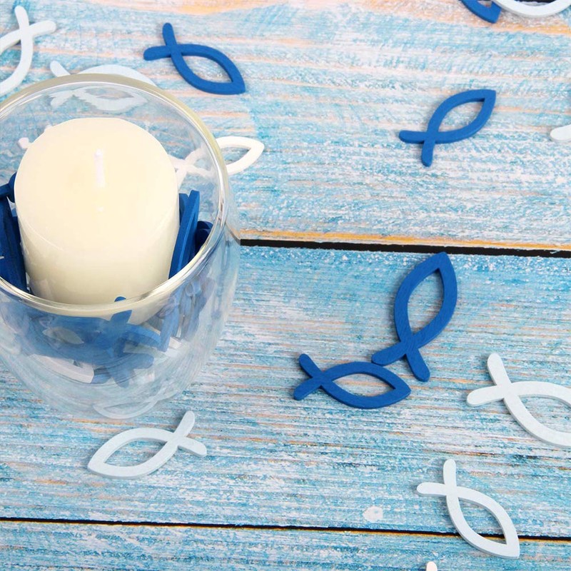 HAKACC Wooden cross fish, decorative scatter table decoration ornament