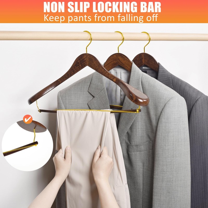 Amber Home 6 Pack Retro Wide Shoulder Wooden Suit Coat