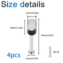 INCREWAY 4pcs Half Through-Hole Hidden Installation Silver Closet Rod Support Aluminum Alloy Oval Wardrobe Rod End for Cabinet Bedroom Bathroom