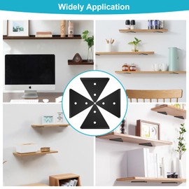 Pack of 4 Shelf Brackets, Invisible Shelf Brackets, Triangle Shelf Holder, Floating Wall Shelf Brackets, Hidden Shelf Brackets, Floating Shelf Bracket for Shelves, Storage Shelf, Load Capacity 65 kg