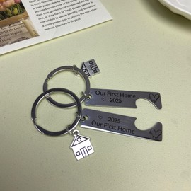 YpbbyKit 2PCS New Home Keychain 2025 New Home Gifts Housewarming Gifts for New Home Owners Our First Home Keychain