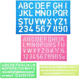 Templates, Set of 4 Alphanumeric Letters, Templates, Create Alphabetical and Numeric Drafting Signs, Drawing Templates, Ruler Stencil Sheet, Stationery Supplies