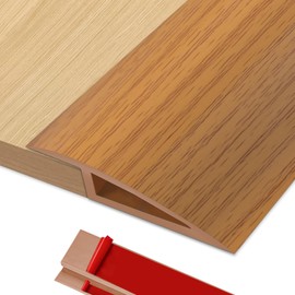 Floor-Transition-Strip Door-Threshold 36 inch, 0.4'' Rise Thresholds Ramps for Doorways, Edge-Reducer Vinyl-Transition-Strip for Door/Floor(Light Brown)