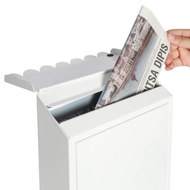 Wall Mounted Mailboxes with Key Lock, Outdoor Key Locking Mail Box with Transparent Cover, 12 1/5" x 8 2/5" x 3 1/3",White