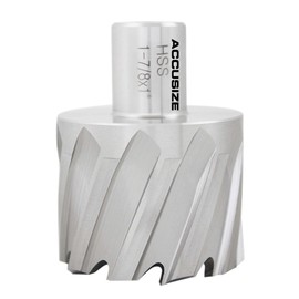 Accusize Industrial Tools 1-7/8 inch Cutting Dia, 1 inch Cutting Depth, H.S.S. Annular Cutter with 3/4 inch Weldon Shank, 2080-2035