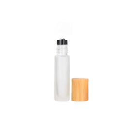 12 Pcs Frosted Glass Roller Bottles 10ml(1/3oz) Roll on Bottle With Metal Roller Ball&Bamboo Lids For Perfume Essential Oil Aromatherapy Lip Balms