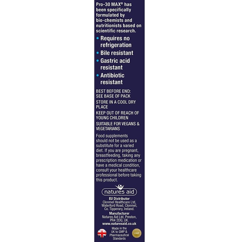 Natures Aid Bio360 Pro-30 MAX (30 Billion Bacteria), 30 Capsules