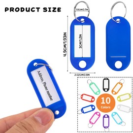 BLeezm Pack of 20 Labelable Keychains, 10 Colours, with Labels & Loops for Suitcases & Bags, d'Alene to