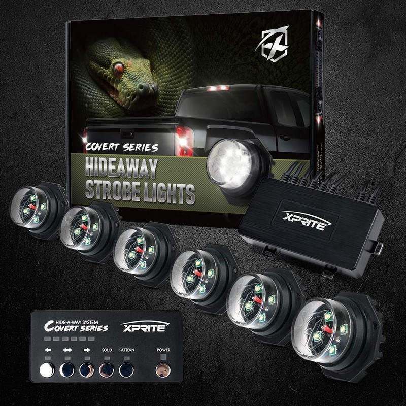 Xprite White LED Hideaway Emergency Strobe Lights Kit, 20 Flashing