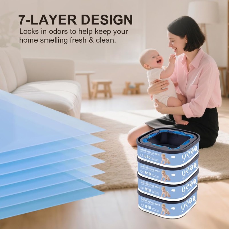 Jumbo Square Refills Disposal Bags Refill Compatible with Genie Diaper