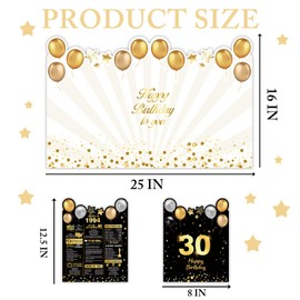 30th Birthday Large Greeting Card, Happy Birthday Giant Guest Book, Birthday Card Big Happy Birthday Card Oversize Plastic Card for Women Men Friends Cowork Family Couple Gold Theme Party
