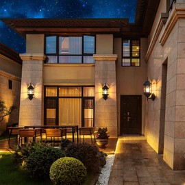 SNRU Outdoor Wall Porch Lights Exterior 2-Pack, 17'' Large Waterproof Black Outdoor Wall Sconces Lights, Lattice Outside Lighting Fixtures for Garage Patio, Bulb Not Included