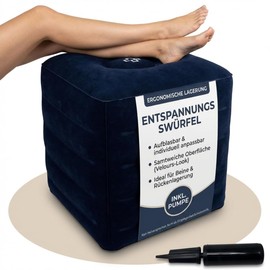 ATC Handels GmbH Inflatable Relaxation Cube with Pump - Step Storage Cube for Legs & Back - 39 x 42 x 46 cm