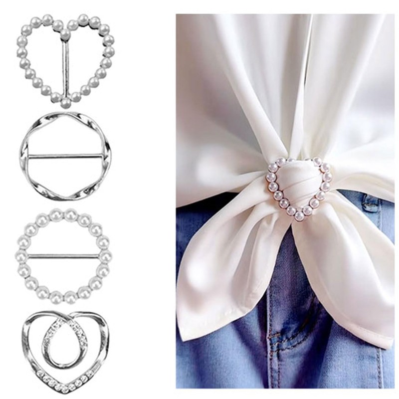 Decixde 4PCS Scarf Ring Clip Shirt Clip T-shirt Ties Clips