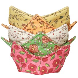 Cotton Microwavable Bowl Cozy, Microwave-Safe Hot Bowl Holders, Soup bowl Cozy Hot Pads (Retro Flower)