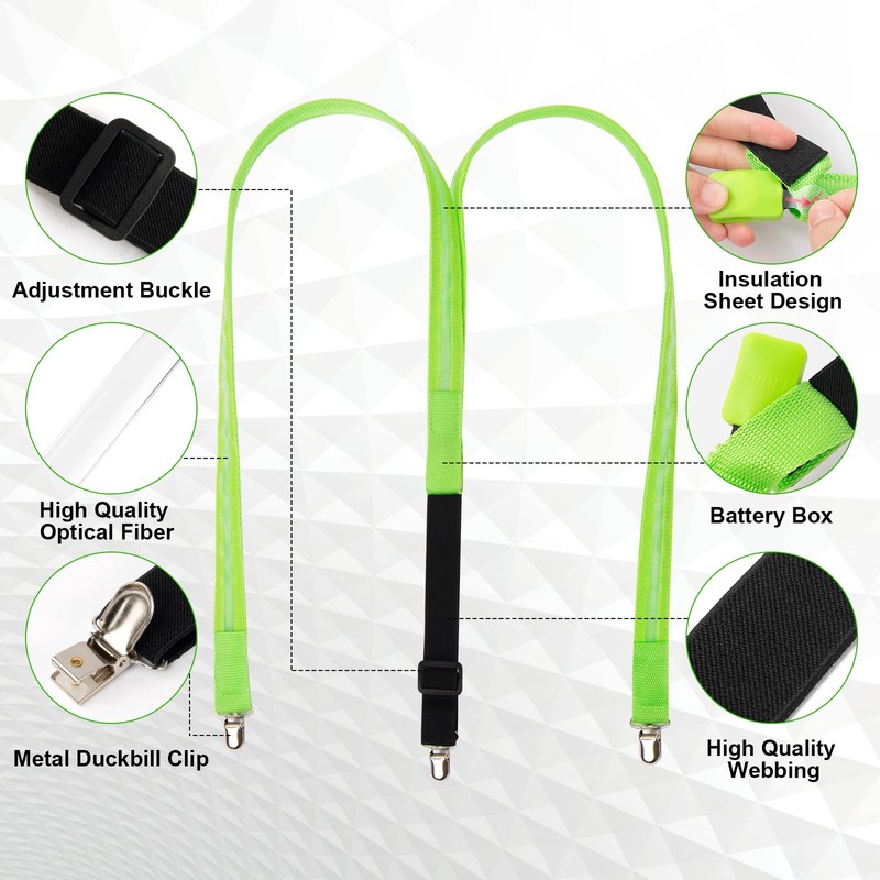 Ainiv LED Light-Up Braces, Back Braces, Neon Stripes, Y-Shape Braces,