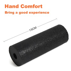 Mini fascia roller for self-massage, black foam roller, small, 15 x 5 cm, fascia roller, foot sole, black, small fitness roller for neck, back, spine, yoga, rehabilitation, pilates, massage roller