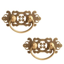 2Pcs Retro Cabinet Knobs,Mgoodoo Hollow Copper Handle for Doors, Drawers, Lockers, and Cabinets Vintage Lace Assembly Handles