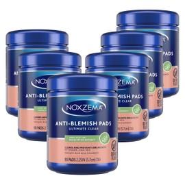 Noxzema Ultimate Clear Face Pads, Salicylic Acid Acne Treatment Clears and Prevents Acne, Anti-blemish, 90 Count, 6 Pack