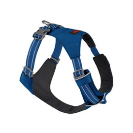 Tuff Pupper All-Day Wear Dog Harness | for Walking, Trail Running, Hiking | Front & Back Leash Clips | Reflective Trim | Easy On/Off Buckles | Lightweight Breathable | No Pull Design (L/XL, Blue)