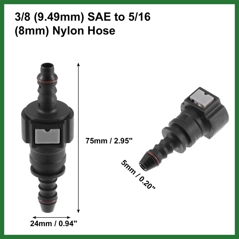 Motoforti 9.49mm to 8mm Straight Car Fuel Hose Quick Release