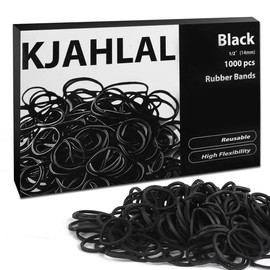 KJAHLAL Rubber Band, 1000 Pcs Hair Rubber Bands，1/2" Black Rubber Bands