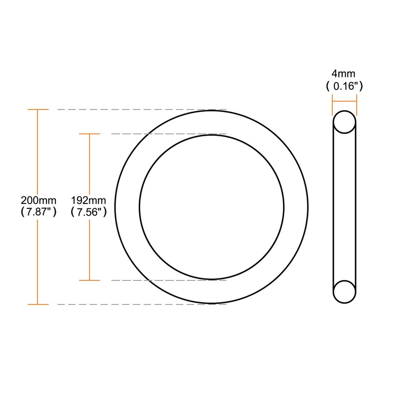 4mm x 200mm Black Nitrile Rubber O Type Sealing Ring