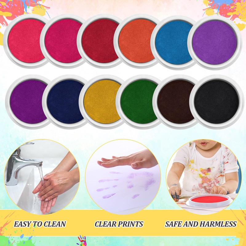 Jetec 24 Pack 7 Inch Large Washable Ink Pad Set,