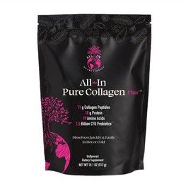 All-In Pure Collagen Plus – Fast-Dissolving Powder with 11g Collagen Peptides & 1.5B CFU Probiotics – Supports Hair, Skin, Nails & Gut Health