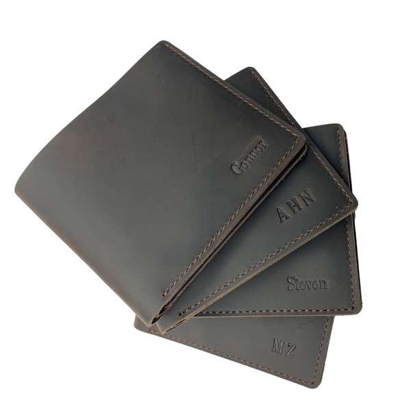 Custom Engraved Leather Bifold Wallet for Men – Classic Personalized
