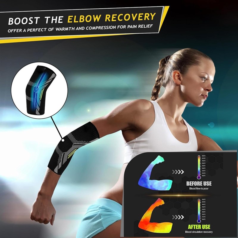 MIVORA Elbow Bandage, Professional Elbow Bandages Men Women, Elbow Pads