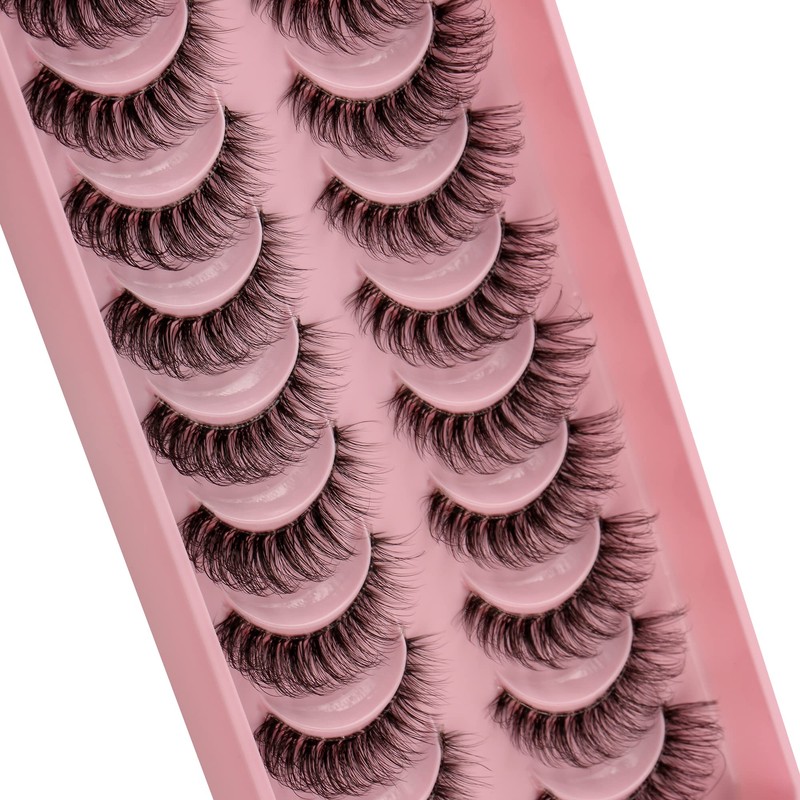 Clear Band False Eyelashes, 3D Fluffy Strip Eyelashes, D Curl