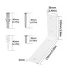 Pack of 2 Shelf Brackets, White, Metal Angle 90 Degrees,