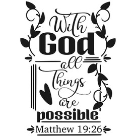 Infusion with God All Things are Possible, Bible Quote Rubber Stamp, 5 X 4'' Wood Stamp