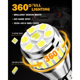 Auxbeam 912 921 LED Bulb for Backup Reverse Light Bulbs, 4000 Lumens 400% Brighter Super Bright Canbus Error Free 906 904 922 W16W T15 LED Bulbs with Double Projectors, 6500K White, Pack of 2