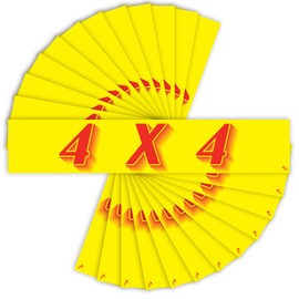 Versa Tags Dealership Stickers 12 Pack of 4X4 Stickers Car Lot Windshield Slogan Decals RV Truck Auto Dealer Window for 4X4 Stickers Red On Yellow