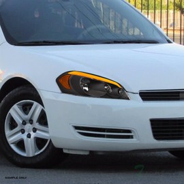 Topline_autopart Sequential LED Strip Tube Bar Black Housing Crystal Headlights Signal Lamps Amber Reflector nb Compatible With 06-13 Chevy Impala / 14-16 Limited / 06-07 Monte Carlo