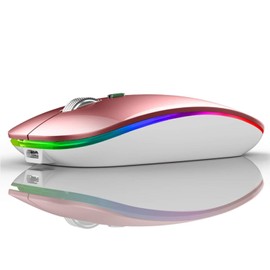 Uiosmuph G12 Maus Kabellos, LED 2.4G Leise Funkmaus Wiederaufladbar Wireless Mousemit Nano-USB-Empfänger 1600 DPI Computermaus für PC/Laptop/Windows/MacBook (Roségold)