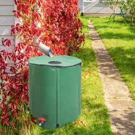 Collapsible Rain Barrel, 50 Gallon Portable Rainwater Collection System, Rain Catcher Barrel with Volume Scale Mark, Spigots and Overflow Kit, Rain Water Barrel Collector for Garden, Green