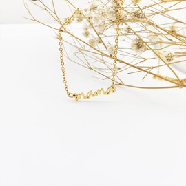 Mama Necklace, 14K Gold Plated Mom Necklace, Minimalist Neclace For Mom, Mothers Day Gift, Baby Shower Gift for New Mom