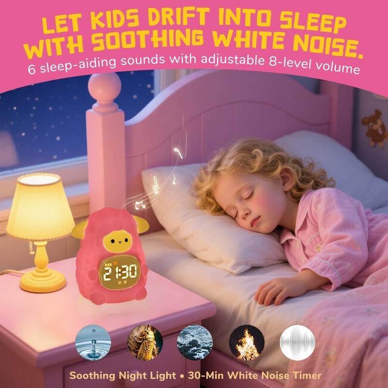 Alarm Clock Child Girl, Alarm Clock with Night Light for