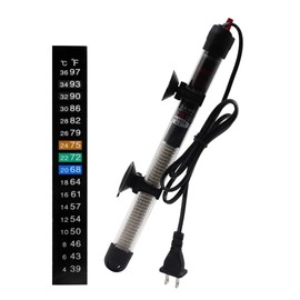Aquarium Heater 25W 50W 100W 200W 300W Auto Submersible Heater Thermostat Fish Tank Heater with Suction Cups Thermometer Sticker Submersible Heater (100W)
