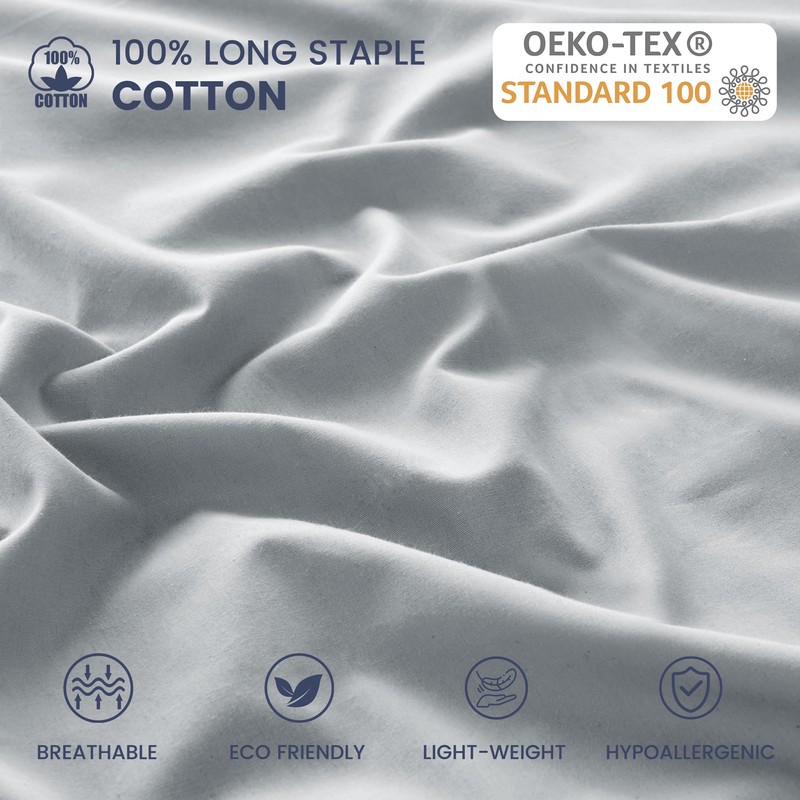 LINENOVA 100% Luxury Cotton Standard Pillowcases(Set of 2),Super Soft and